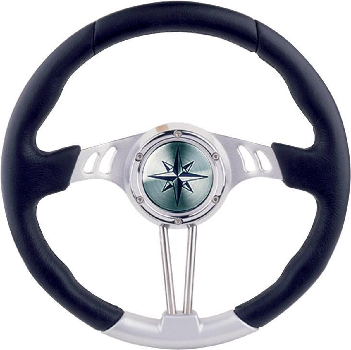 allpa 3-Spaaks stuurwiel "Seahawk" zilver aluminium met zwarte polyurethaan rand