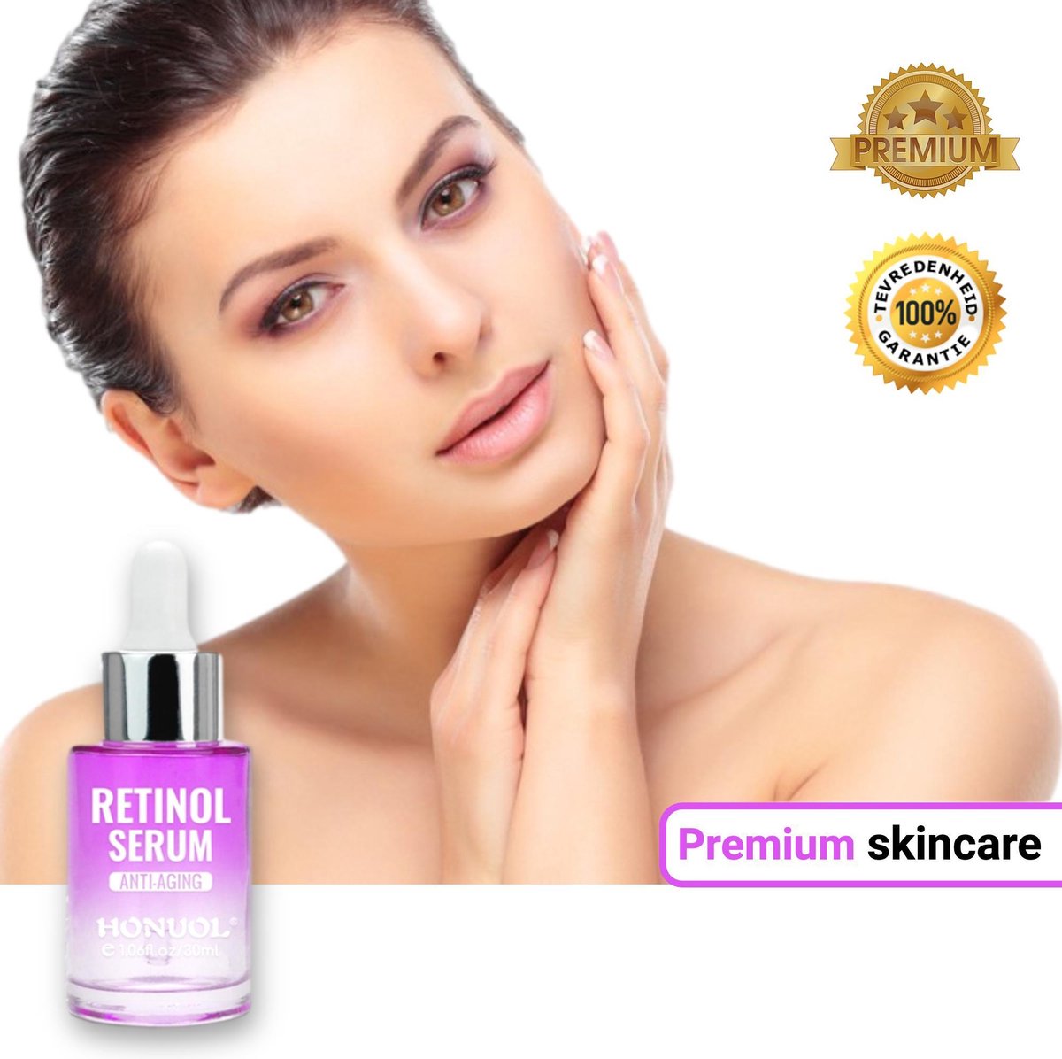 Active Retinol Serum - Met Vitamine E & Hyaluronzuur - Gezicht serum - Anti Aging - Anti-Acne - Tegen Mee-eters en Grove Poriën - Tegen Pigmentvlekken - 30ml