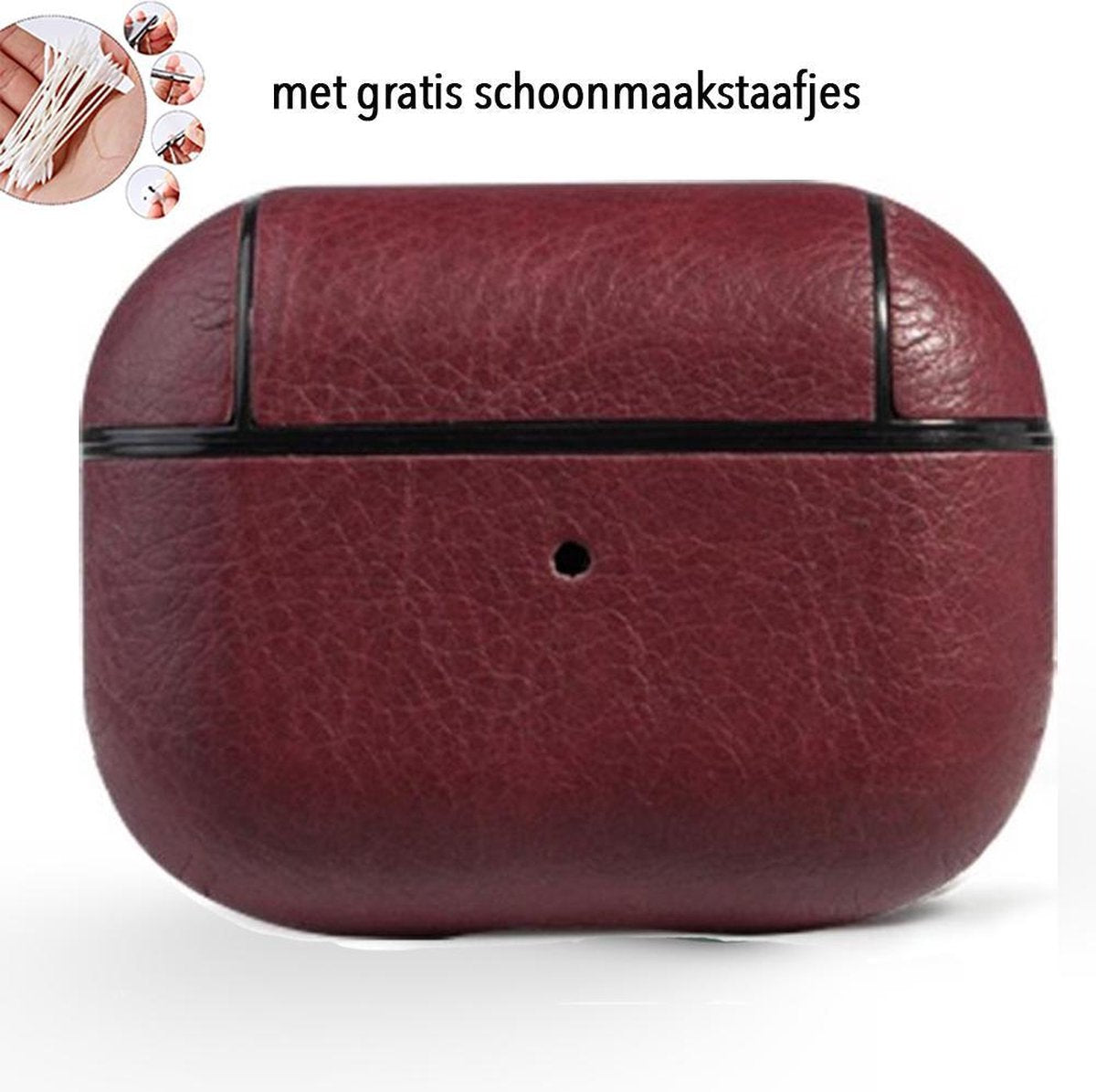 Leren hoesje rood AirPods pro - AirPods pro cover case hoesje - AirPods hoesje leer - AirPods case