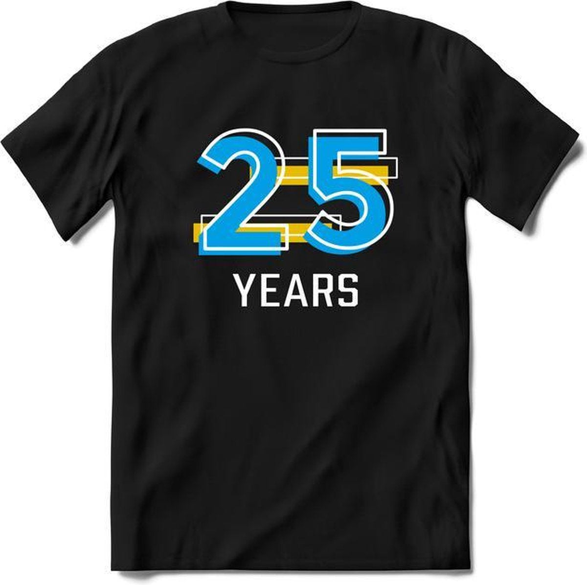 25 Years - Feest kado T-Shirt Heren / Dames - Geel / Blauw - Perfect Verjaardag Cadeau Shirt - grappige Spreuken