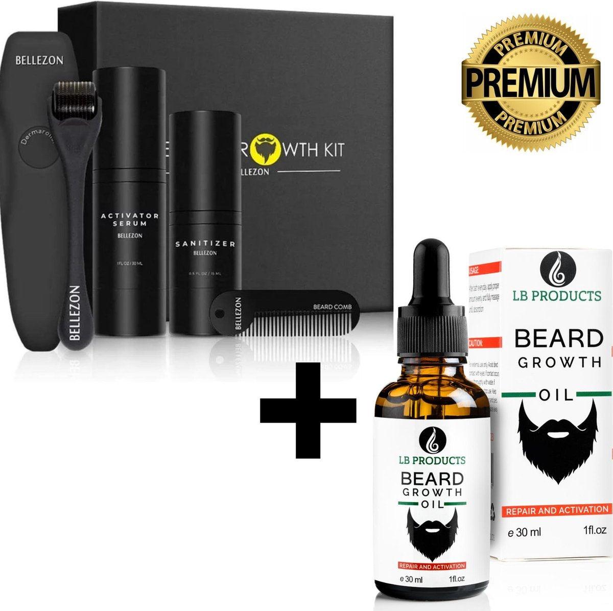 LB Products Baardgroei kit + Baardolie 2.0 Producten - Baardolie Middel - Groei Set - Baardhaar - Baardgroei Rituals - Stimuleren - Serum - Spray - Versnellen - 4 delig cadeau set voor mannen