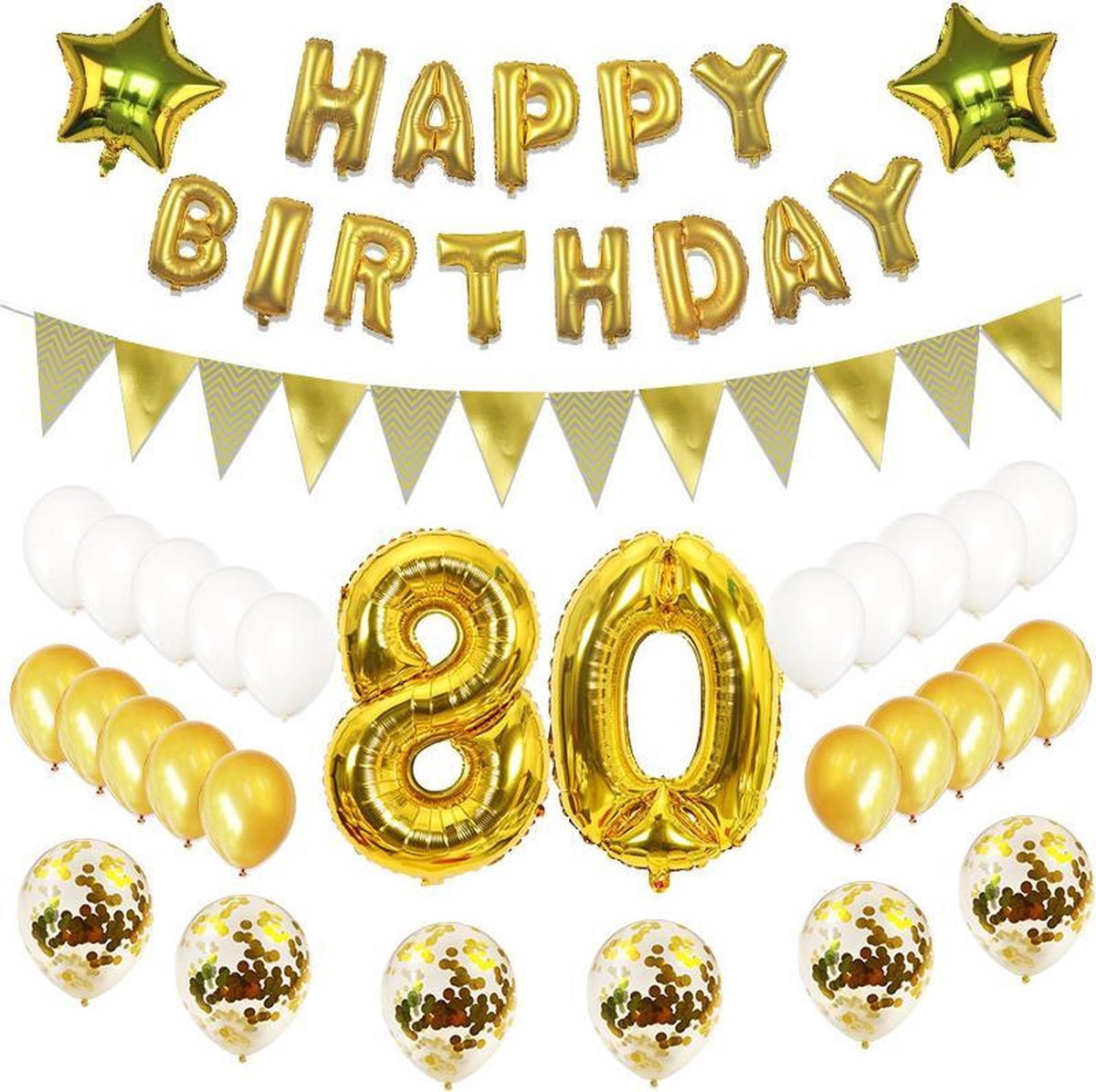 TDR-latex  ballon 80e verjaardag gouden verjaardagsdecoratie - 56 delige set