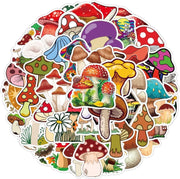 Winkrs | Paddestoel stickers | Natuur stickers | Planten Stickers | Herfst | Funghi | 50 Stickers Voor laptop