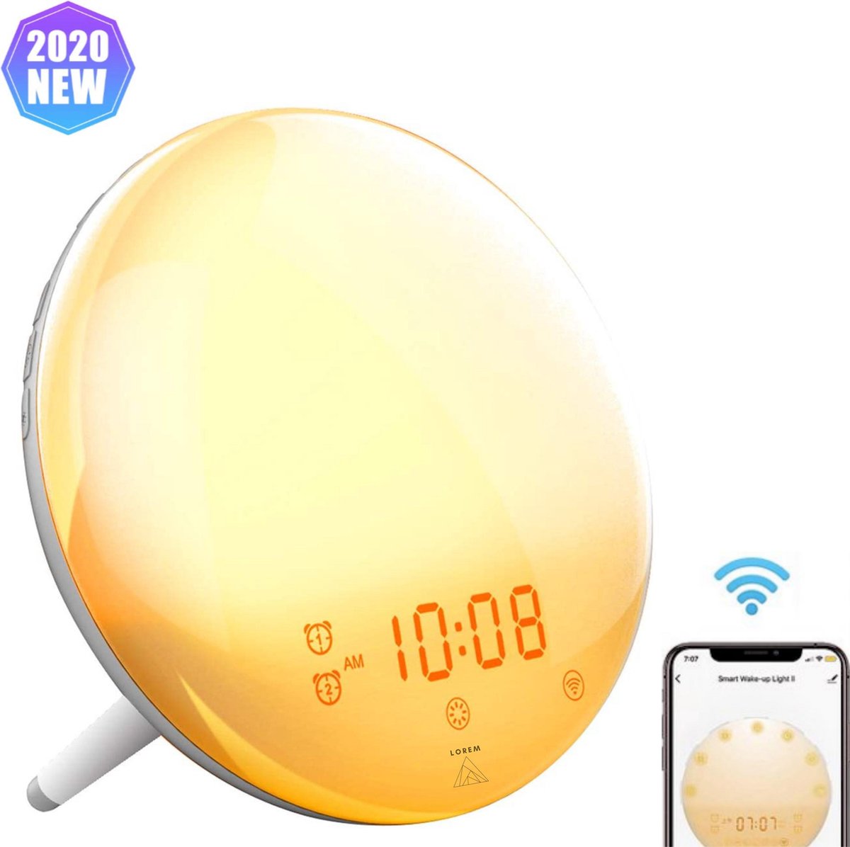 Wake up light Wekker Google home Wekkerradio Nachtlampje Leeslamp – Zonsopkomst – Slaaptrainer – Smartphone – 2021