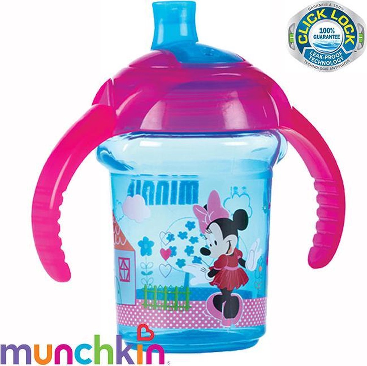 Munchkin Click Lock Antilek oefenbeker Disney Minnie Roze (237ml)