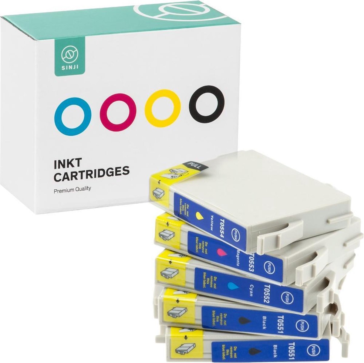 Sinji Inktcartridge voor Epson T0555 - Zwart & Kleur - Multipack -  Hoge capaciteit