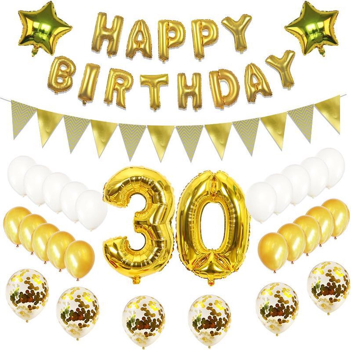 TDR-latex  ballon 30e verjaardag gouden verjaardagsdecoratie - 56 delige set