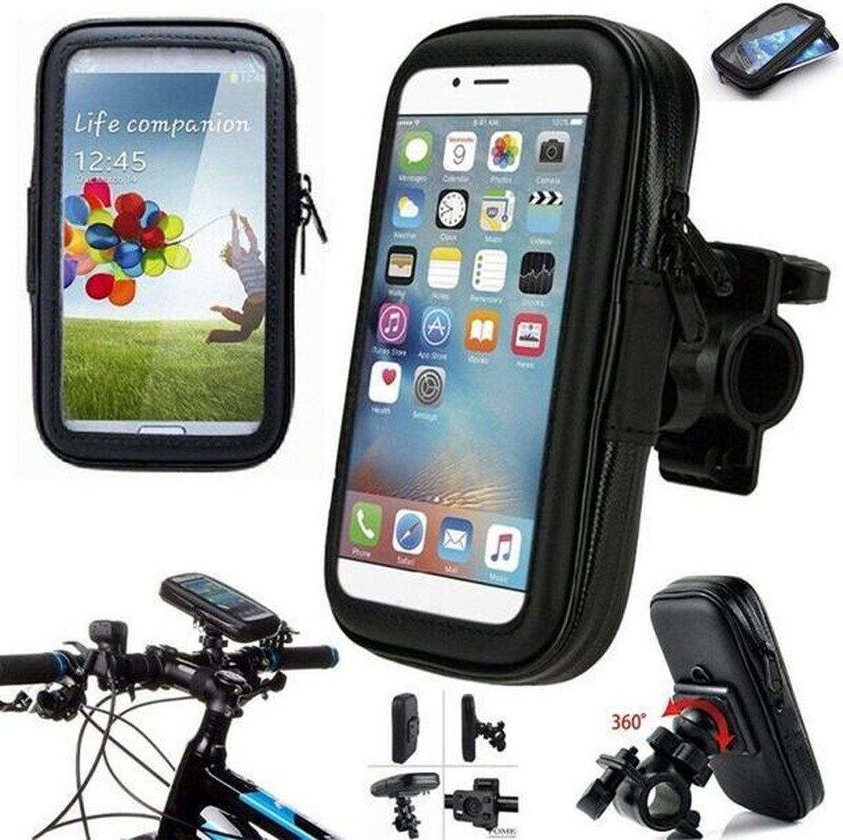 360 ° fiets standaard houder Waterdichte fietstas voor mobiele telefoons