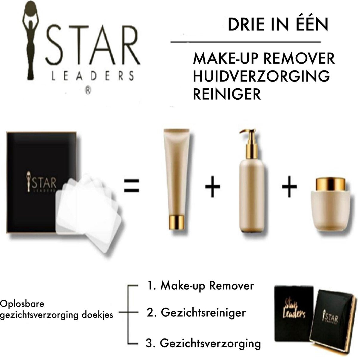 TIJDELIJK SCHERP GEPRIJSD. Drie in één verzorging van STAR – Gezichtsverzorging – Gezichtsreiniger – Make-Up Remover – Aloë Vera - Huidverzorging – Huidreiniger – Lotion - Oplosbare doekjes – Organisch – Duurzaam – Handgel – Reizen – Travel -