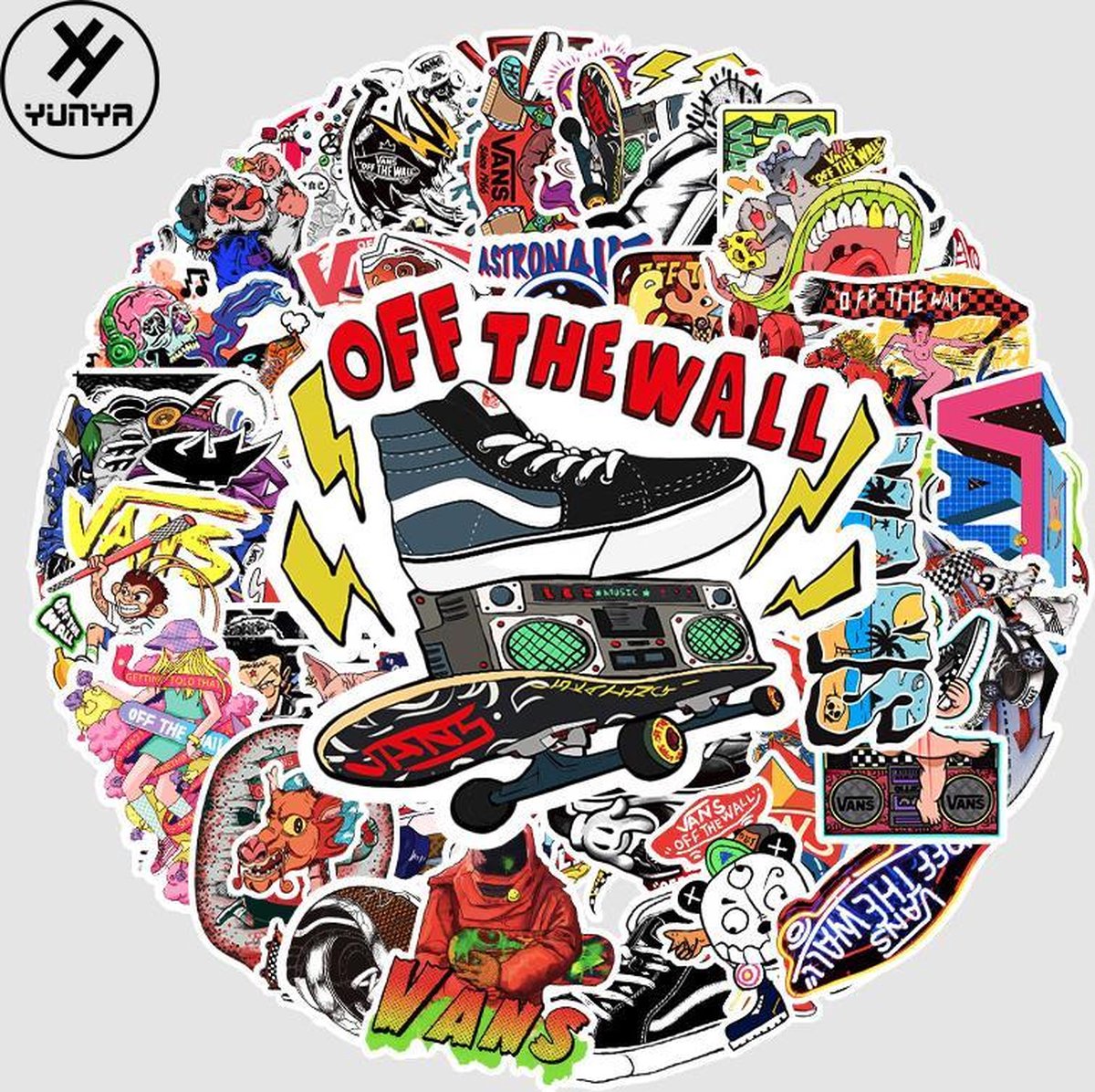 Vans stickers – Skate stickers - 51 stuks – Skateboard stickers – Skateboard volwassenen – Merk stickers – Laptop stickers - Stickers kinderen - Stickers volwassenen