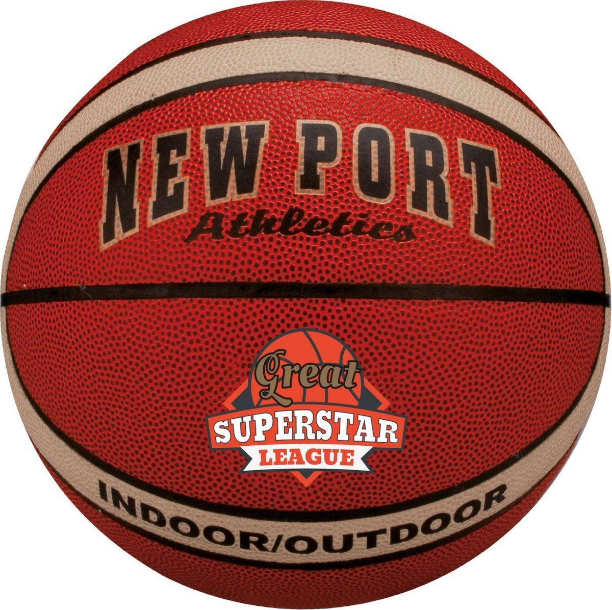New Port Basketbal Gelamineerd maat 7 - Athletic - Rood/Goud/Zwart - 7