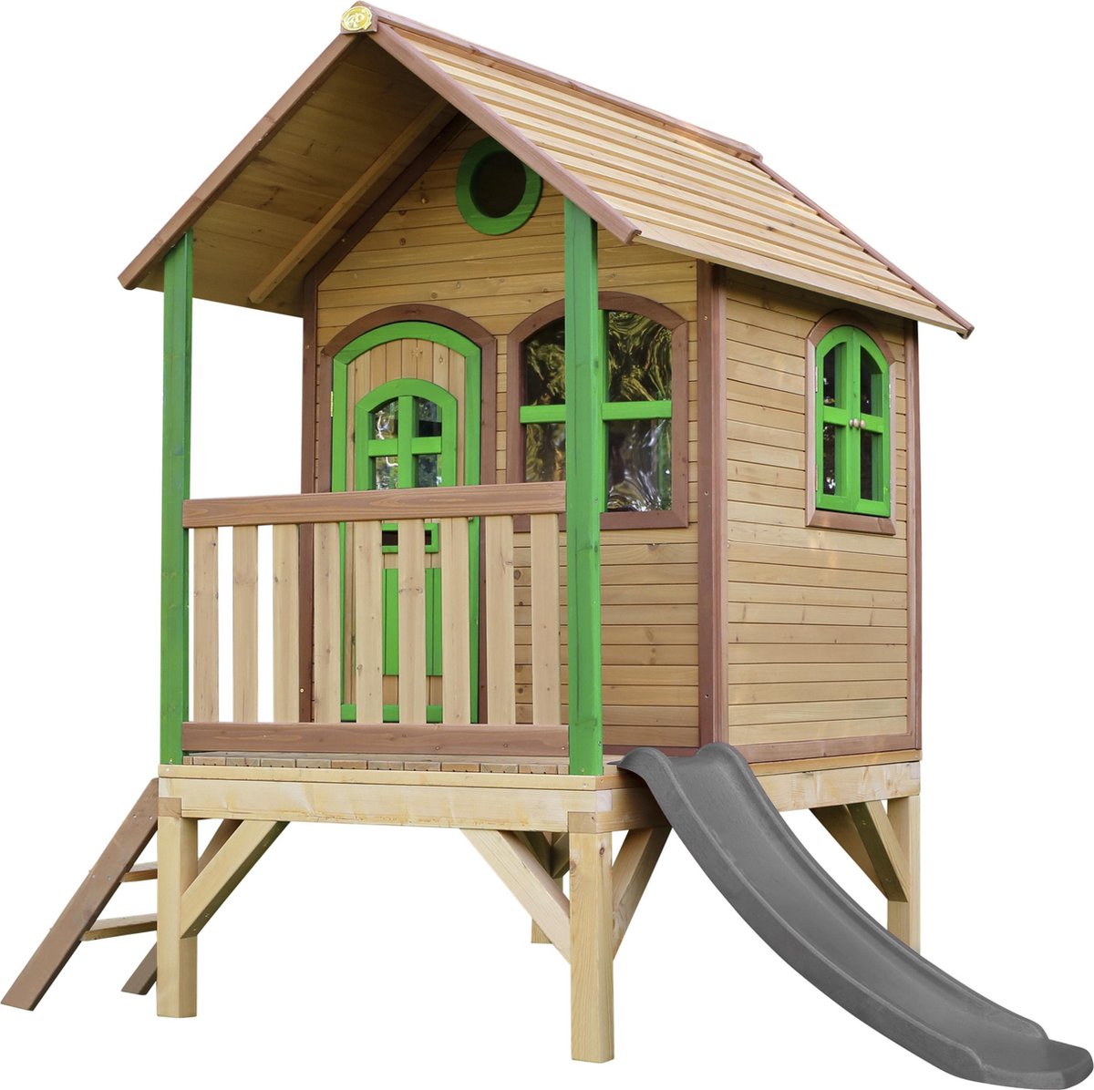 AXI Classic Tom Speelhuis Bruin/groen - Grijze glijbaan - FSC Hout - 58cm Platform