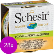 Schesir Kat Bouillon 70 g - Kattenvoer - 28 x Tonijn&Sardines Blik
