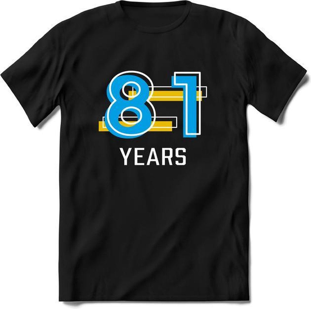 81 Years - Feest kado T-Shirt Heren / Dames - Geel / Blauw - Perfect Verjaardag Cadeau Shirt - grappige Spreuken