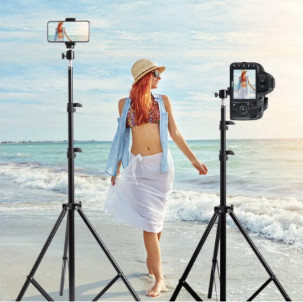 HiCHiCO Smartphone Tripod Camera Statief 180 Cm + Telefoonhouder