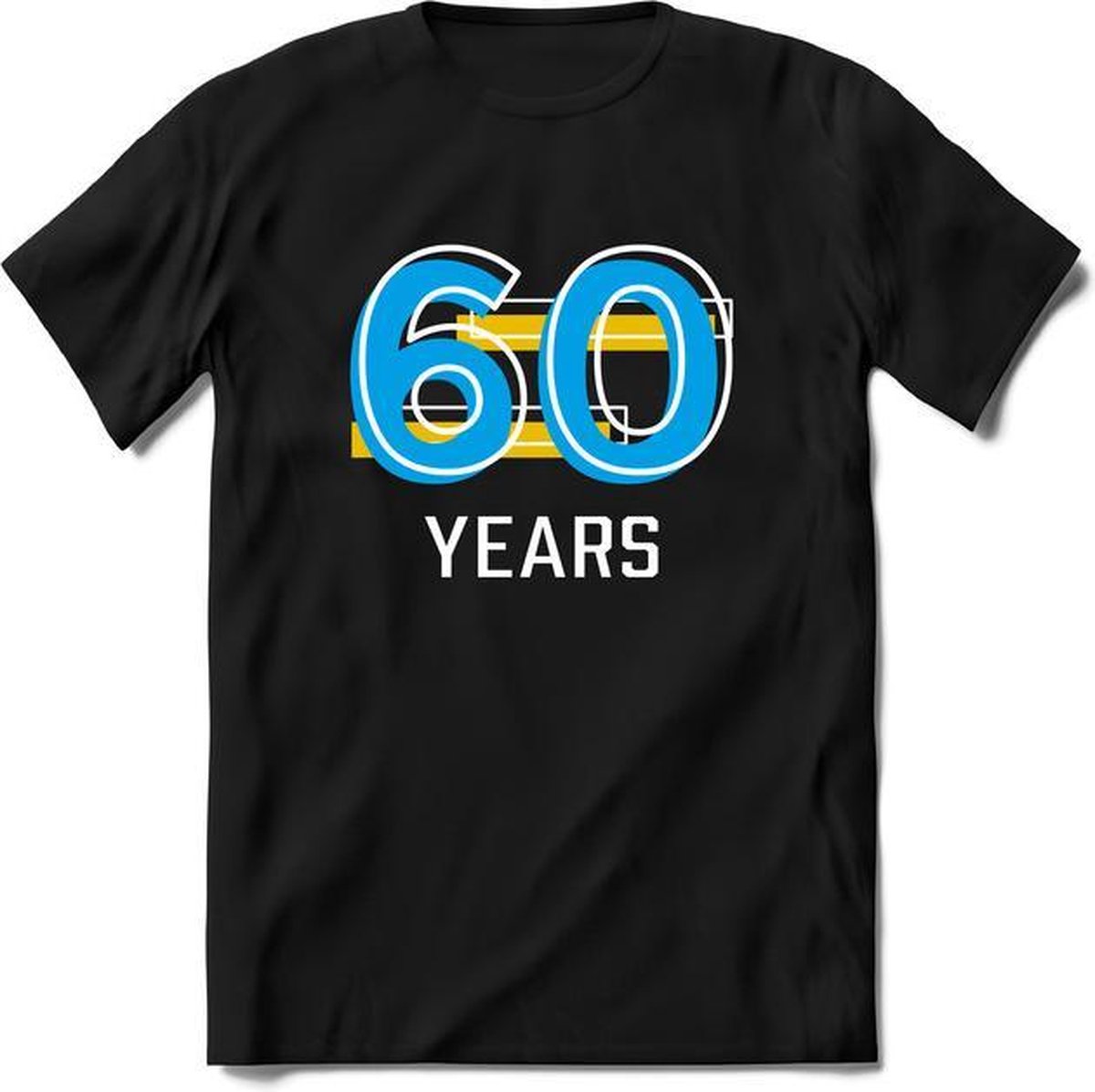 60 Years - Feest kado T-Shirt Heren / Dames - Geel / Blauw - Perfect Verjaardag Cadeau Shirt - grappige Spreuken