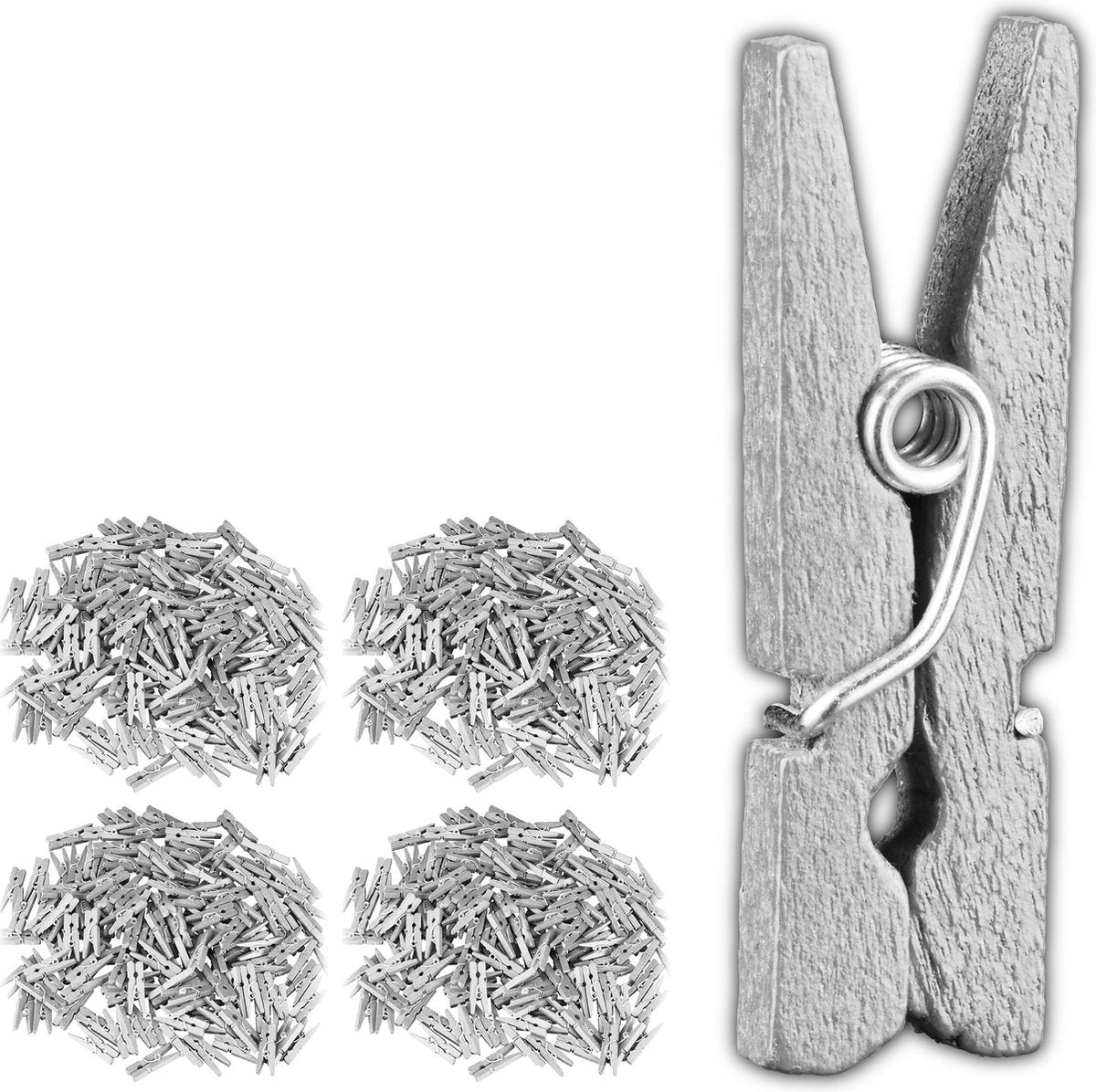 relaxdays 576x mini knijpers - houten knijpers - knijpertjes - wasknijpers - zilver