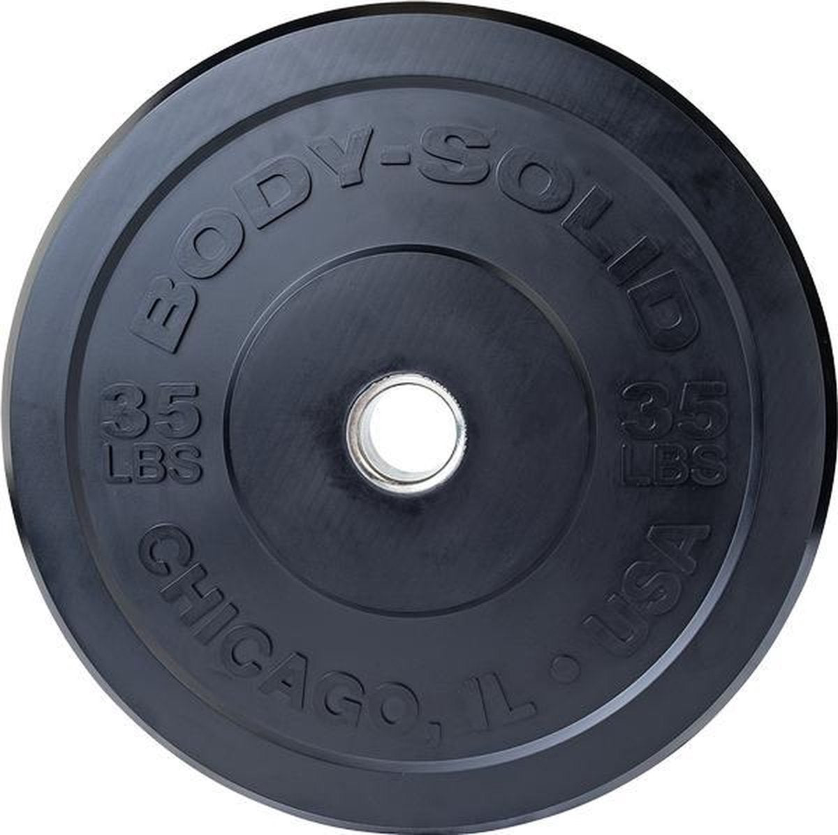 Chicago Extreme Zwarte Olympische Bumper Plates OBPXK - 20 kg - Zwart - 50mm