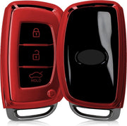 kwmobile autosleutelhoes voor Hyundai Kia 3-knops autosleutel Keyless Go - TPU beschermhoes in hoogglans rood