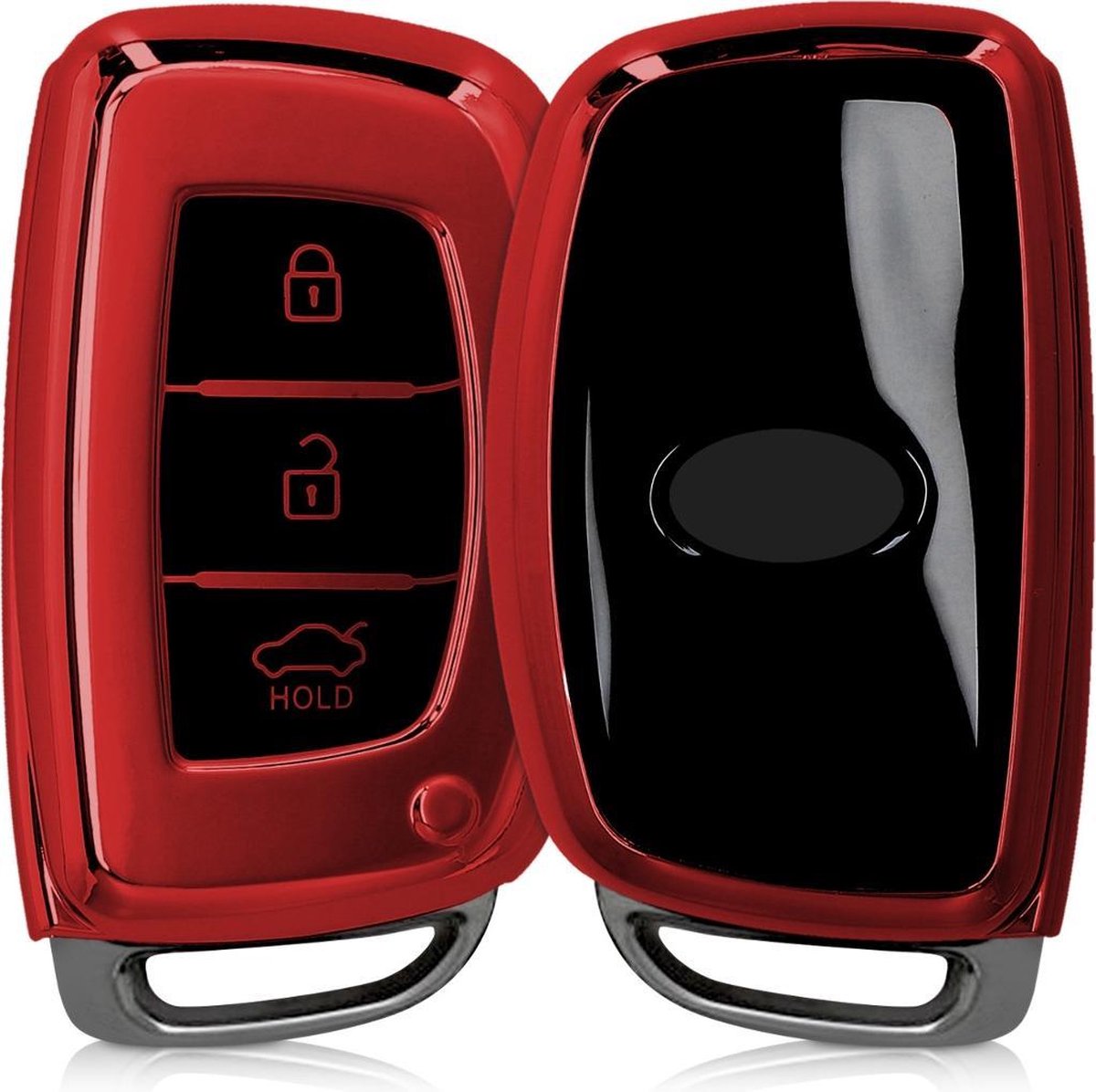 kwmobile autosleutelhoes voor Hyundai Kia 3-knops autosleutel Keyless Go - TPU beschermhoes in hoogglans rood