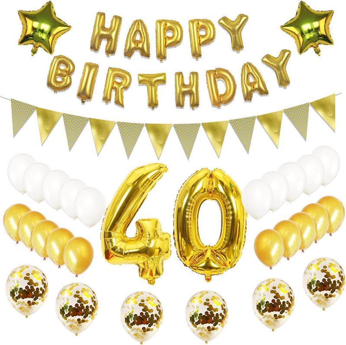 TDR-latex  ballon 40e verjaardag gouden verjaardagsdecoratie - 56 delige set