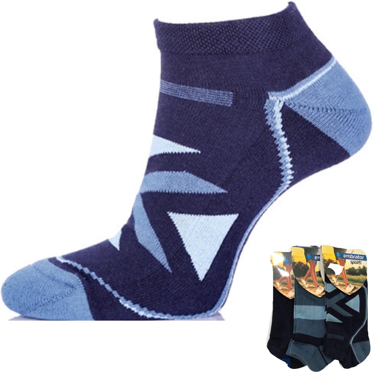 Embrator 3-pack Sneakersokken blauw design one size
