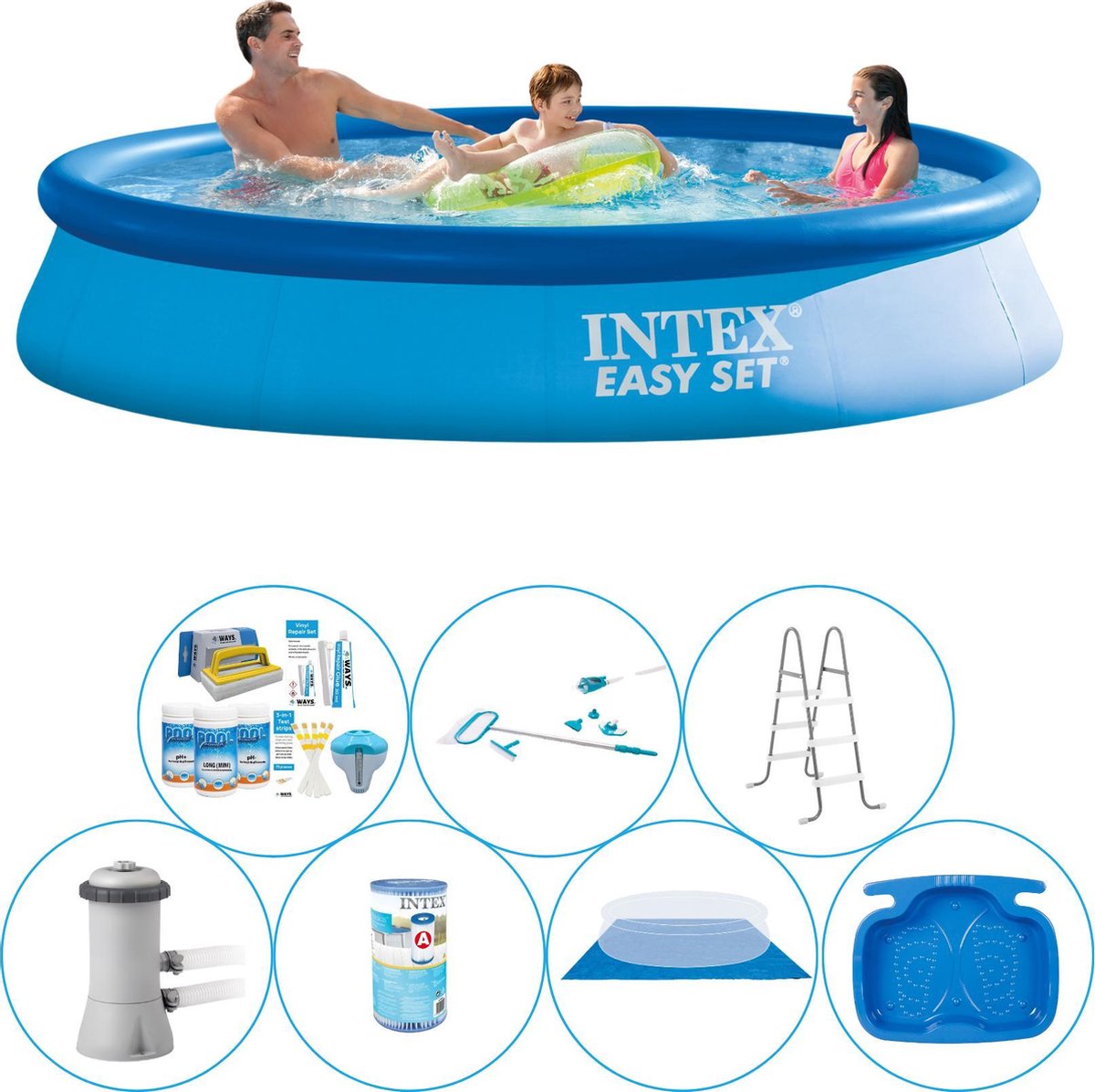 Intex Easy Set Rond 366x76 cm - 8-delig - Alles in 1 Zwembad Pakket