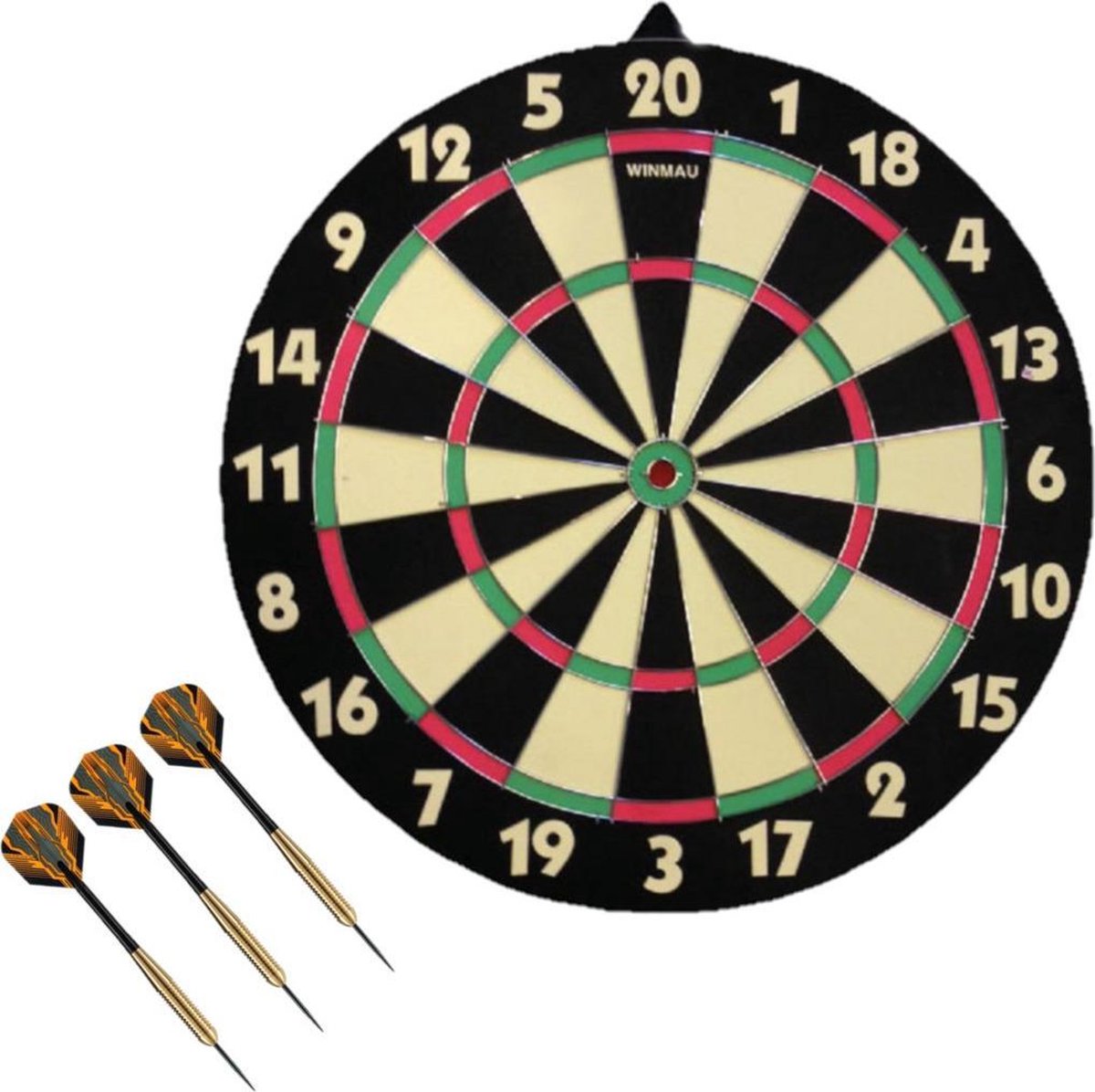 Dartbord dubbelzijdig 42 cm voor kinderen met 3x dartpijltjes van 19 gram - Dubbelzijdig