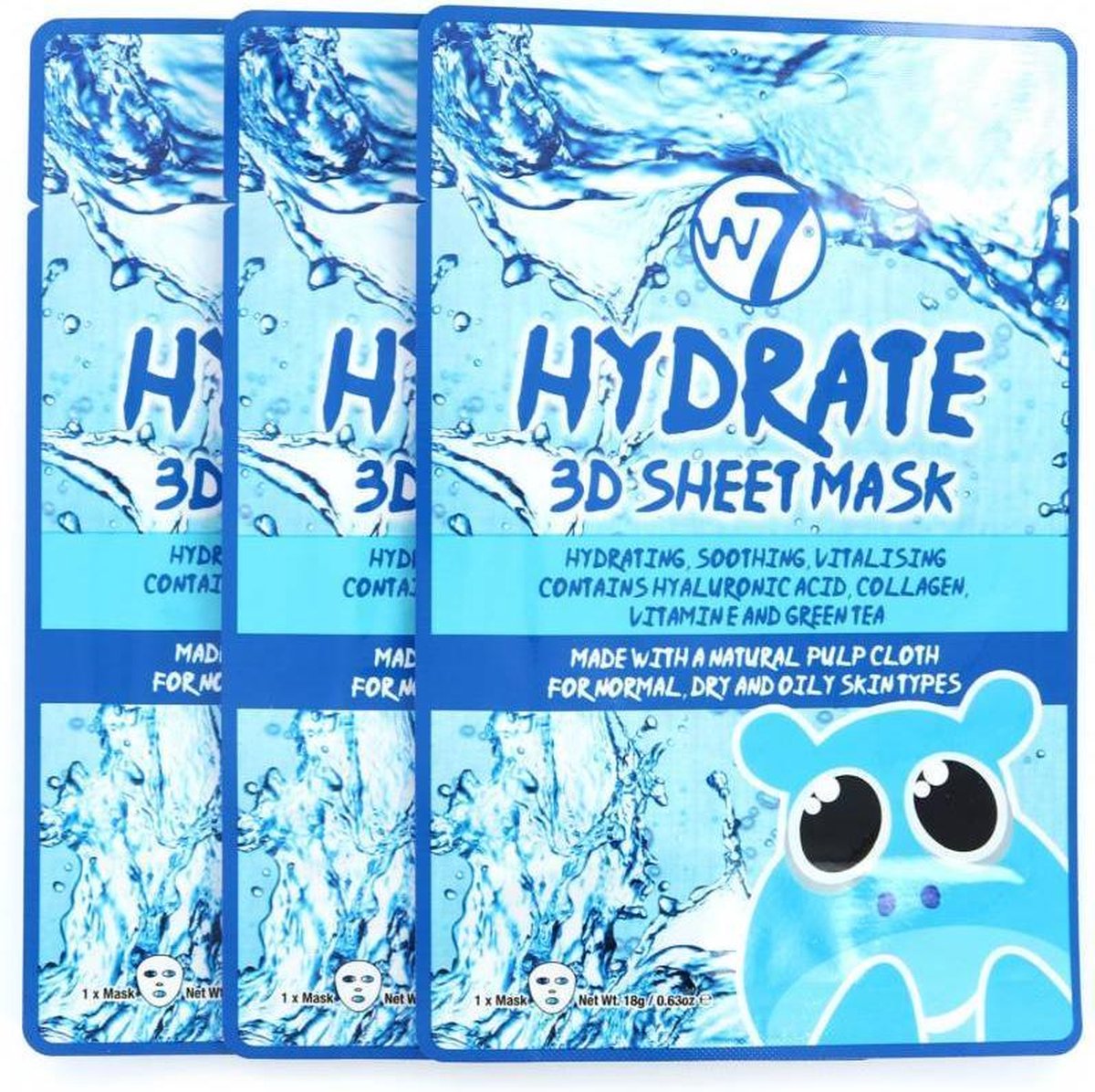 W7 3D Sheet Masker - Hydrate (3 Stuks)