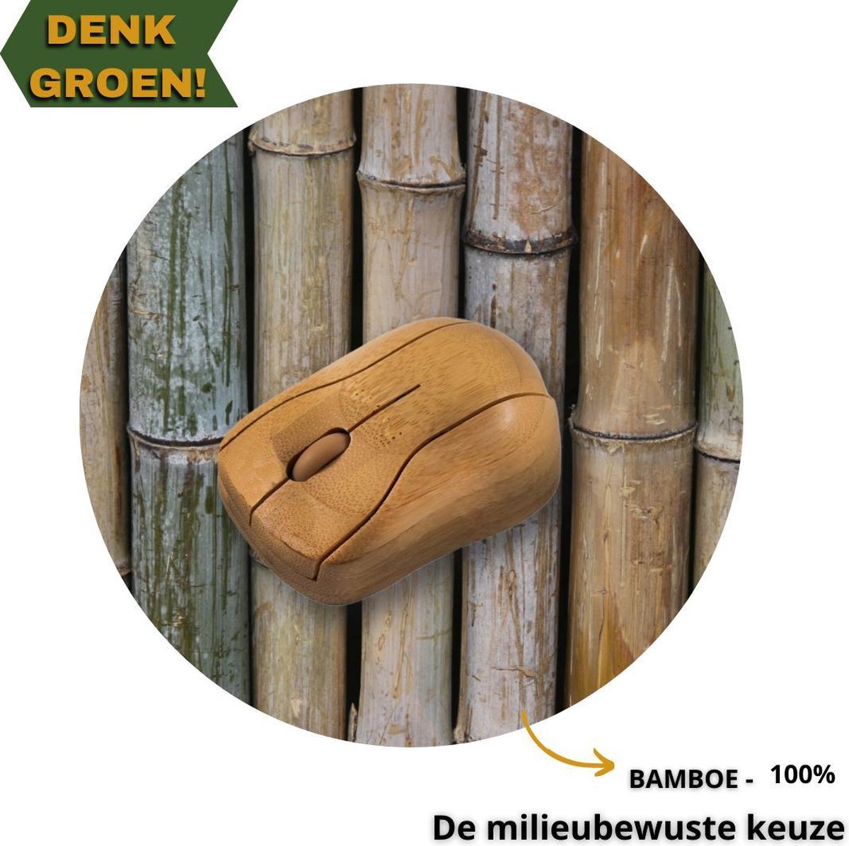 Maralti Draadloze Bamboe Muis - Duurzaam - Plug&Play