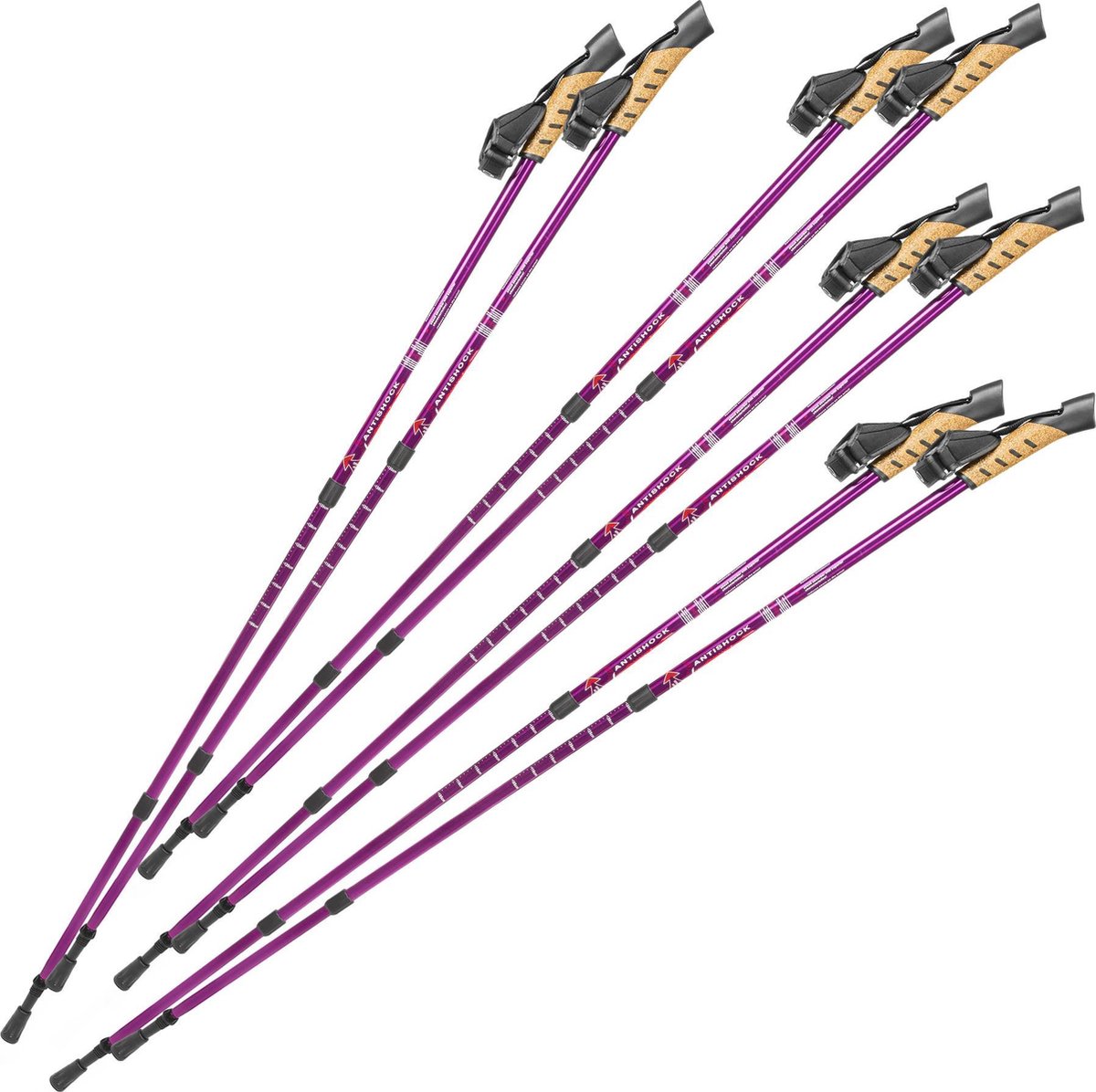 4 paar Nordic walking stokken antishock paars 401983