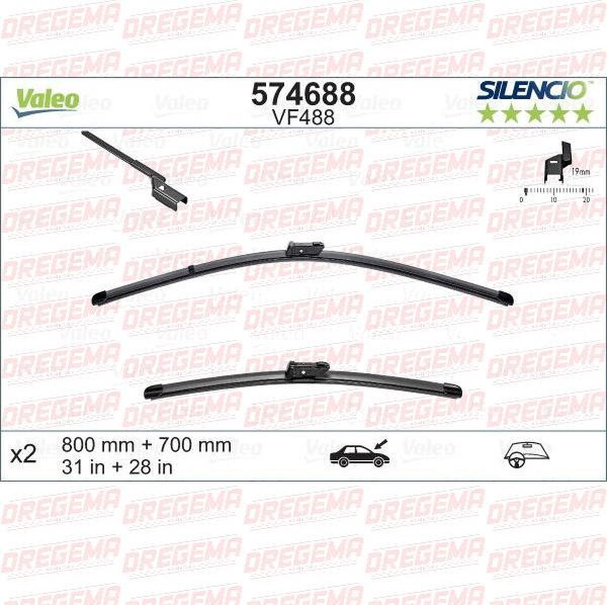 Valeo Silencio Ruitenwissers VF488 Silencio Flat blade set 80 + 70 cm