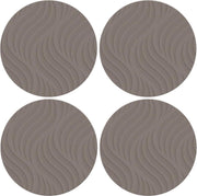4x stuks ronde placemats taupe met wave patroon 37 cm - Placemats/onderleggers - Tafeldecoratie
