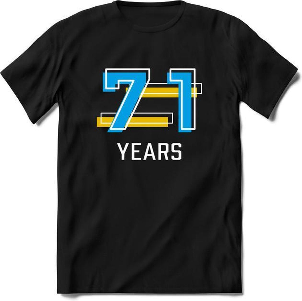 71 Years - Feest kado T-Shirt Heren / Dames - Geel / Blauw - Perfect Verjaardag Cadeau Shirt - grappige Spreuken