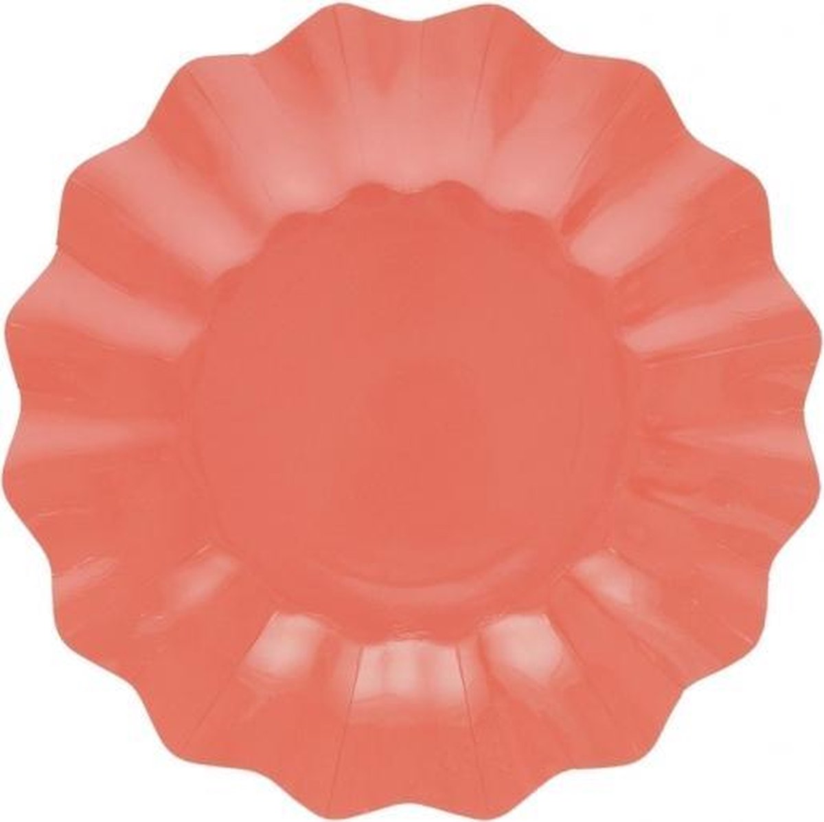 80x Diepe kartonnen bordjes koraal 27 cm - Wegwerpborden van karton - Feestbordjes - Feestartikelen tafeldecoratie
