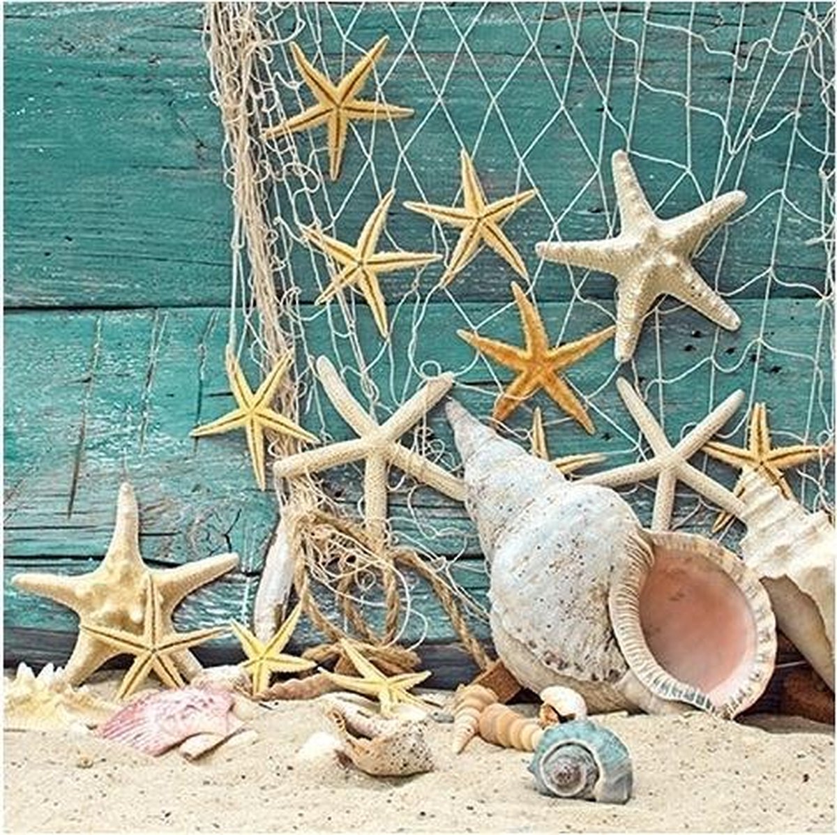 20x Servetten zeesterren 33 x 33 cm - zeesterren tafeldecoratie servetjes - Maritiem thema papieren tafeldecoraties