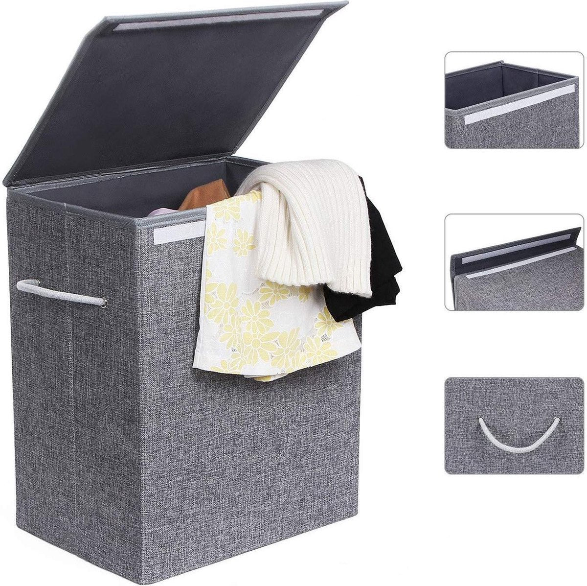 Nancy's Wasmand Grijs 60L - Wasmanden Met Deksel - Wasmanden