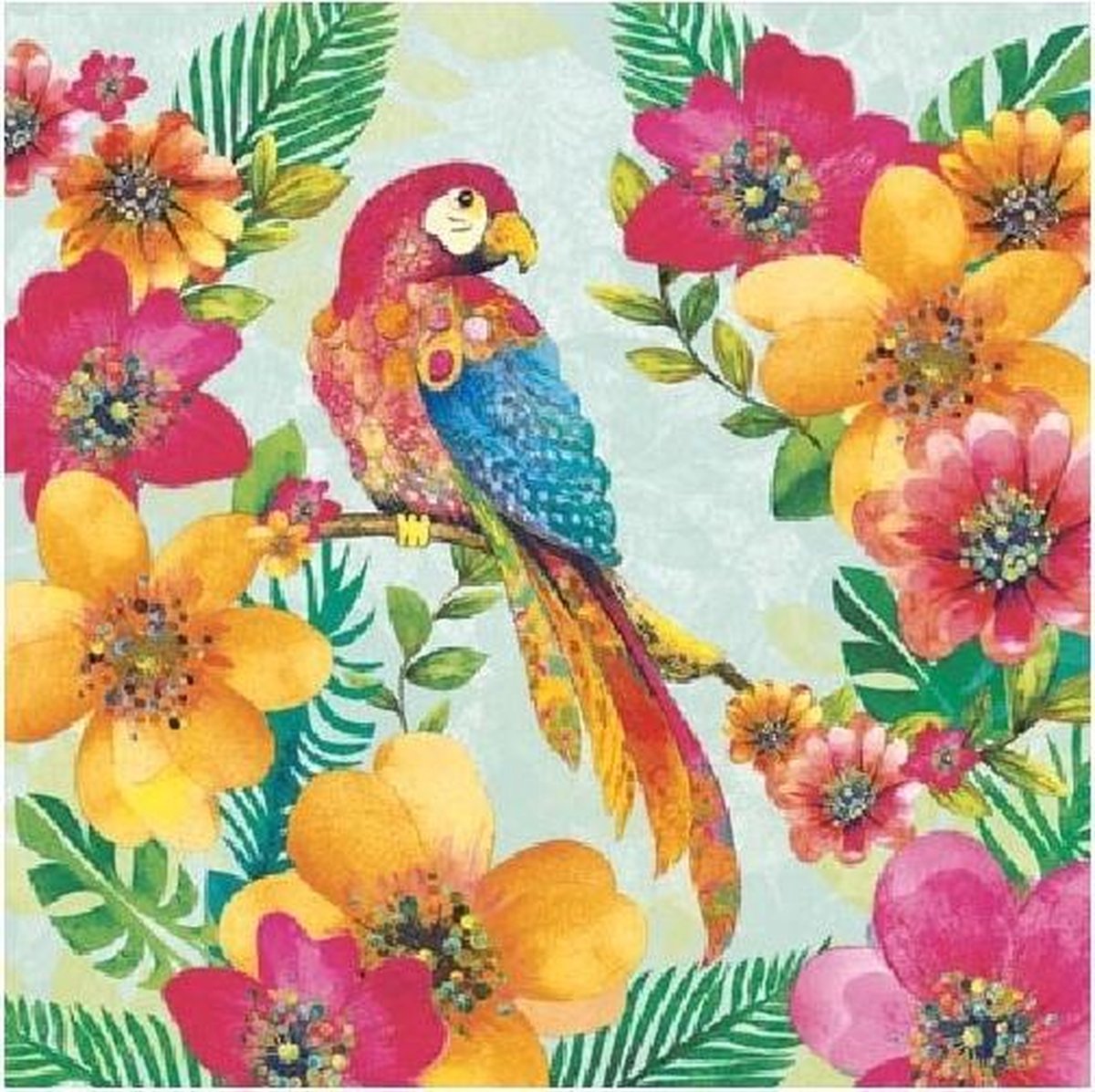 20x Papegaai thema servetten 33 x 33 cm - papieren servetten