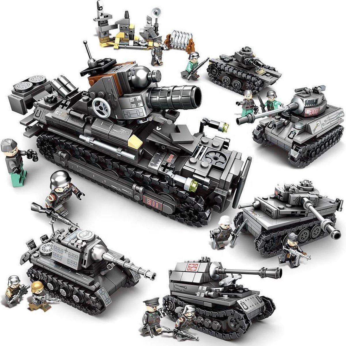 Brickzz | 4 in 1 Leger tanks - Defensie voertuigen - Army vehicle - Military vehicle - Militaire wagens - Soldaten - Militair - Tanks - Oorlog - City - Technic - Creator - Geschikt voor LEGO - Compatibel met LEGO - 957 Bouwstenen