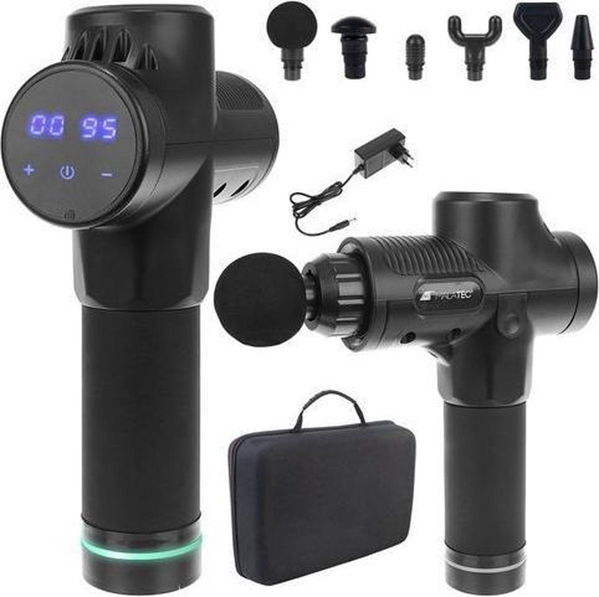 Professionele Pro Massage Gun - 20 STANDEN / LEVELS - Led Touch Display - Massage Gun - Massage apparaten - Massage Pistool - Touchscreen - Massage Gun - Sport en Relax Massage - Inclusief 6 Opzetstukken & Opbergkoffer - Zwart