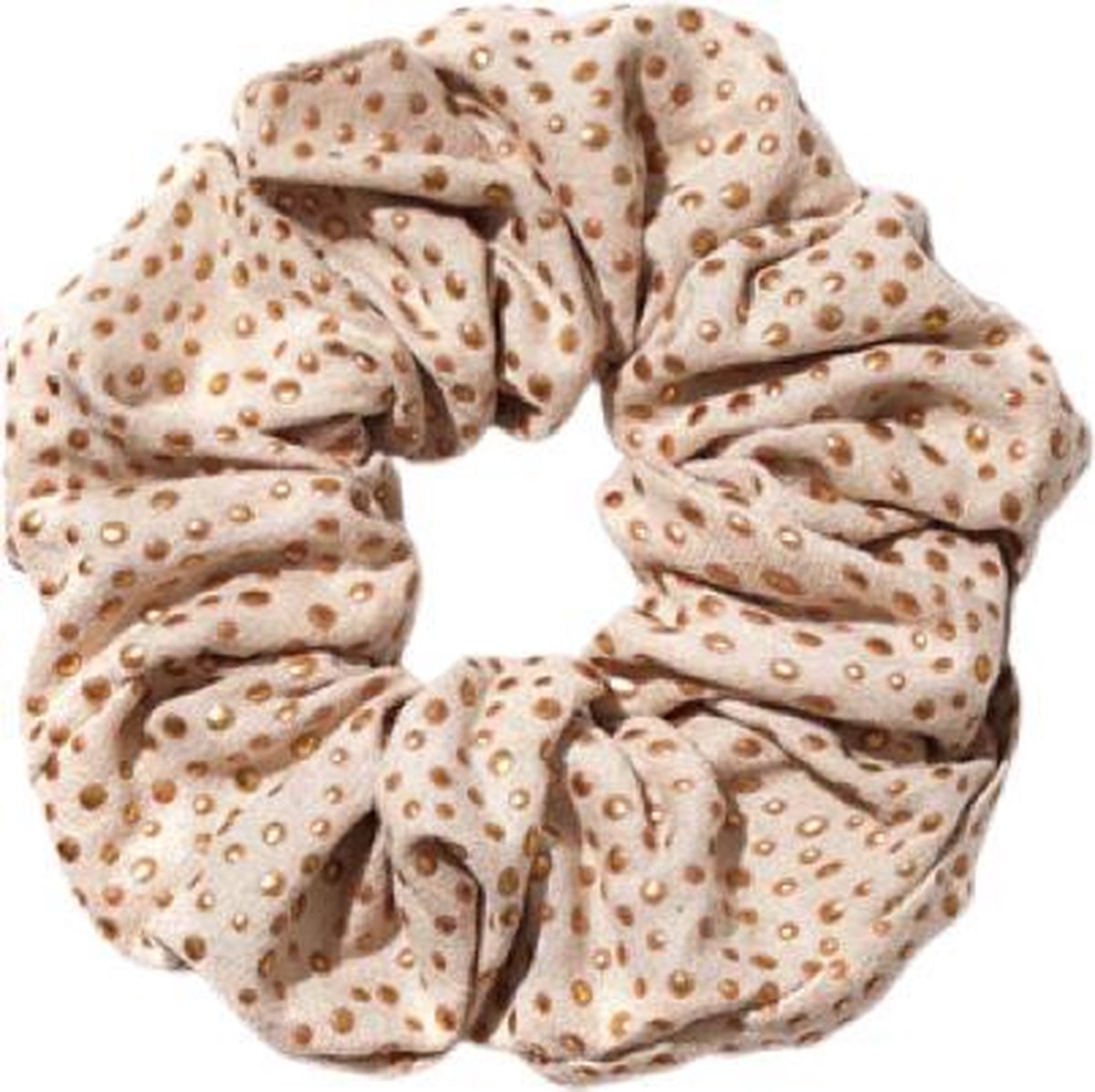 Haar scrunchie - haarscrunchie - met gouden details - beige - trend - elastiek - haarelastiek
