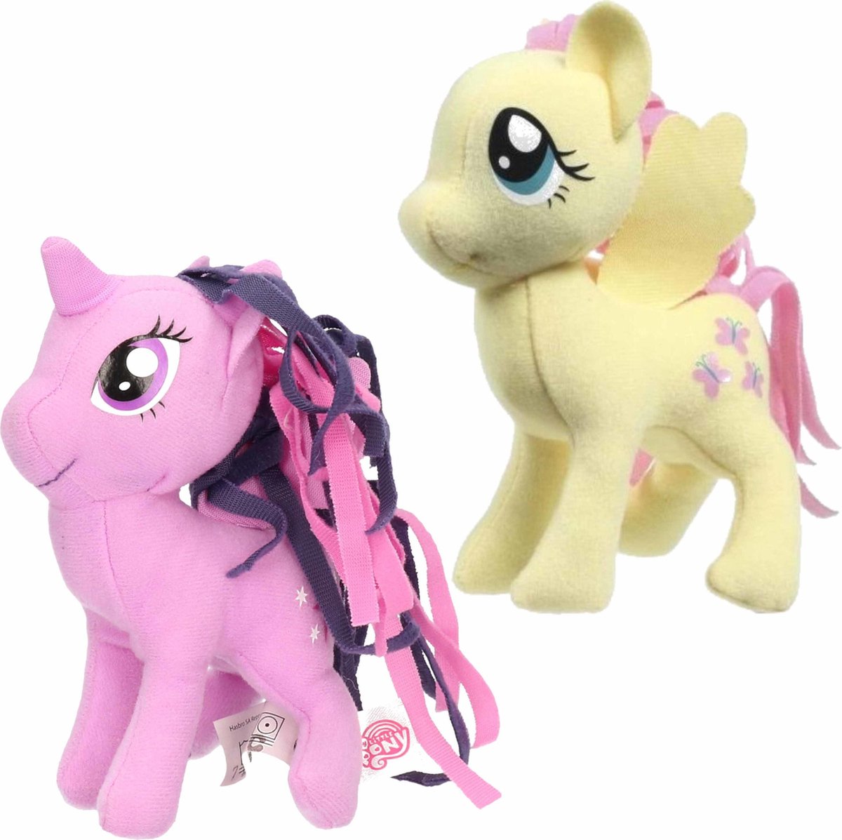 Set van 2x Pluche My Little Pony speelgoed knuffels Fluttershy en Sparkle 13 cm