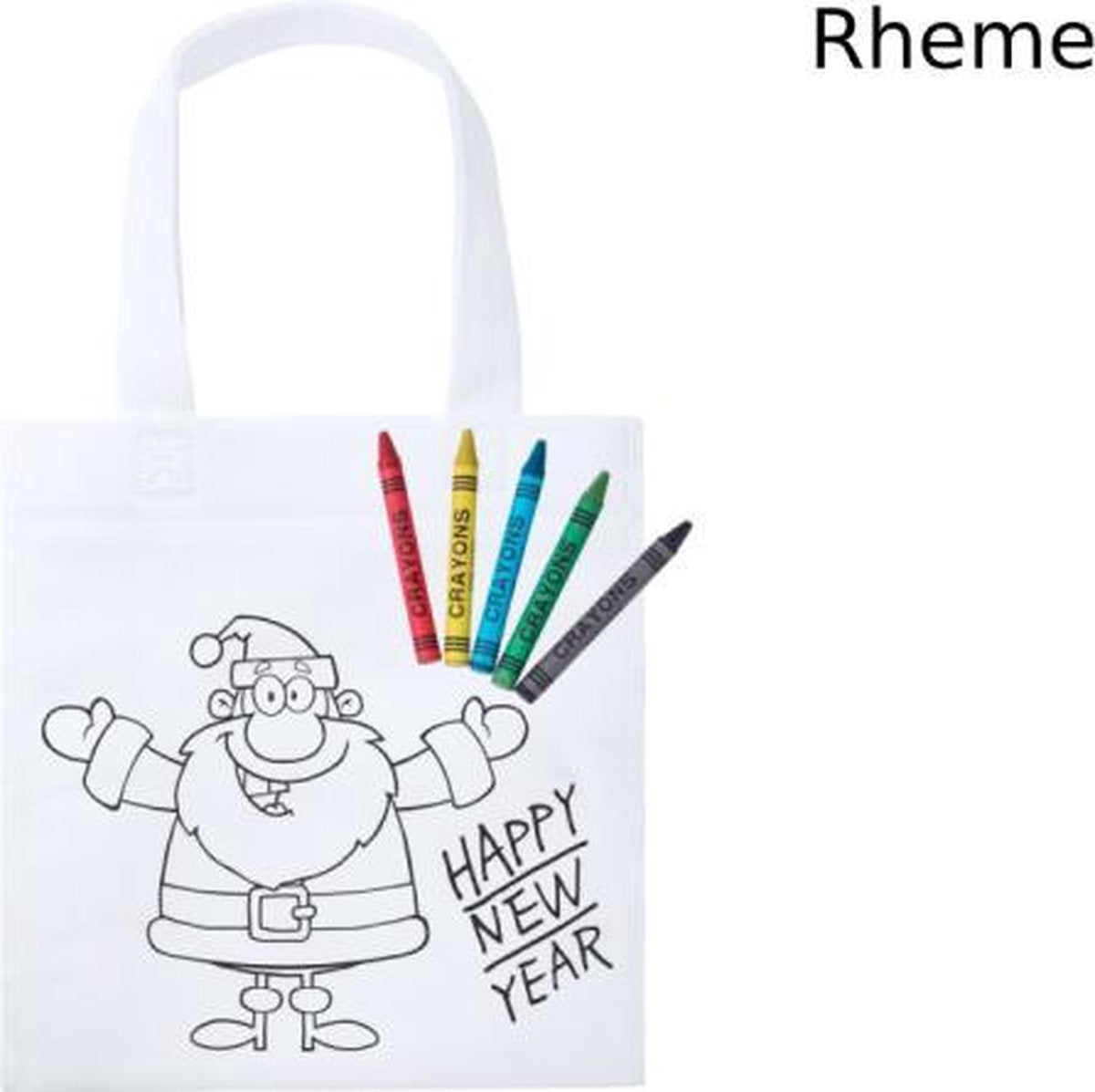 Kerst Tas - Kerst Decoratie - Kerstman - Kleuren voor Kinderen - 5 Krijtjes - Rheme