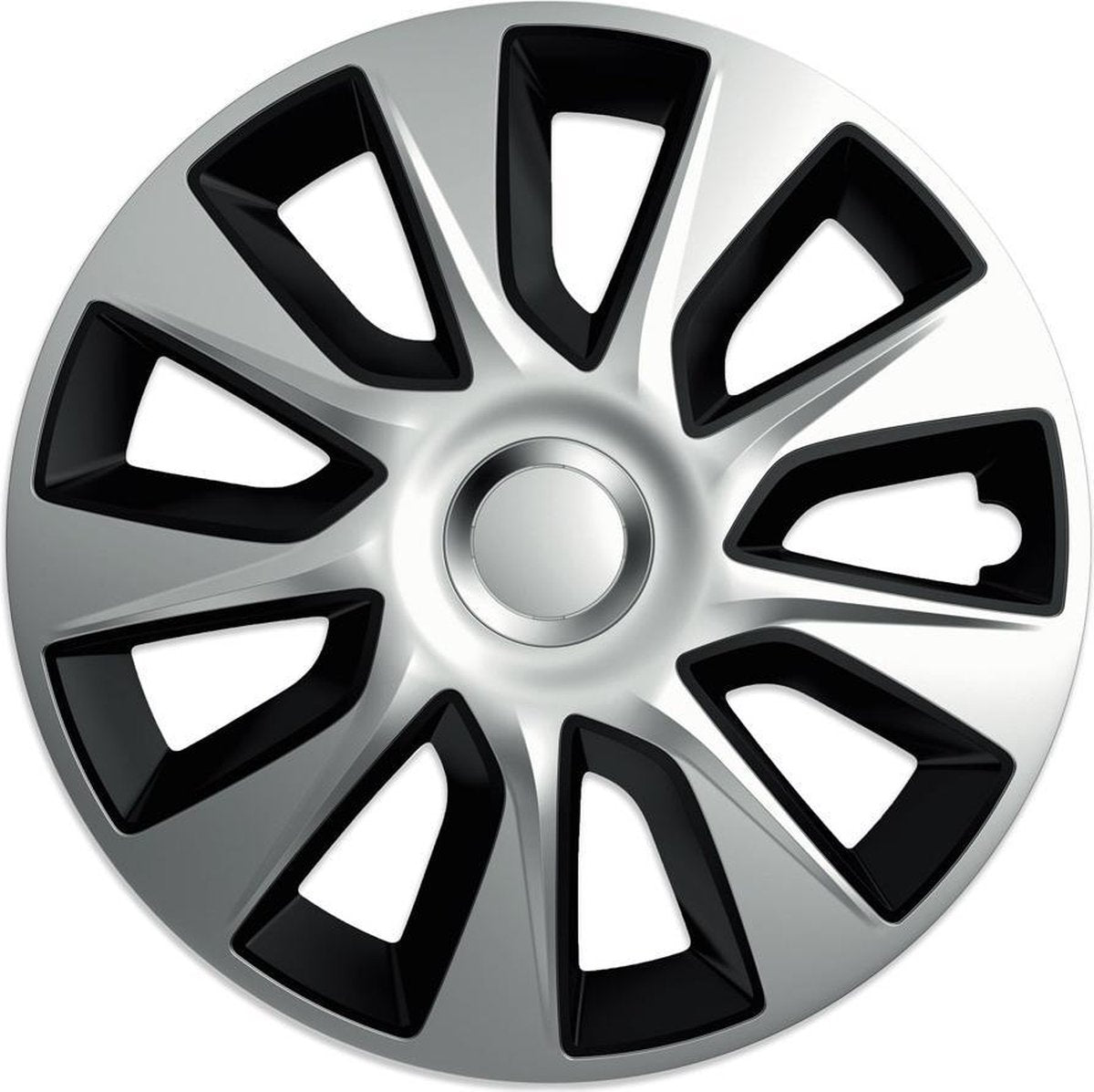 Wieldoppen 14 inch - Stratos Zwart & Zilver - 4 stuks