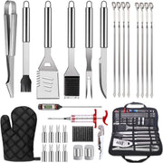 Slimshop BBQ Accesoires BBQ Gereedschap set met Thermometer - Keukengerei - BBQ Handschoenen - Tang - Borstel - 30 Delige set