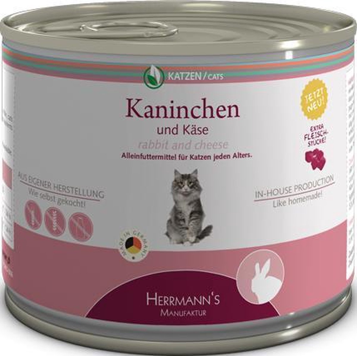 20x Herrmann's Selection Kattenvoeding Rabbit With Cheese 200 gr.