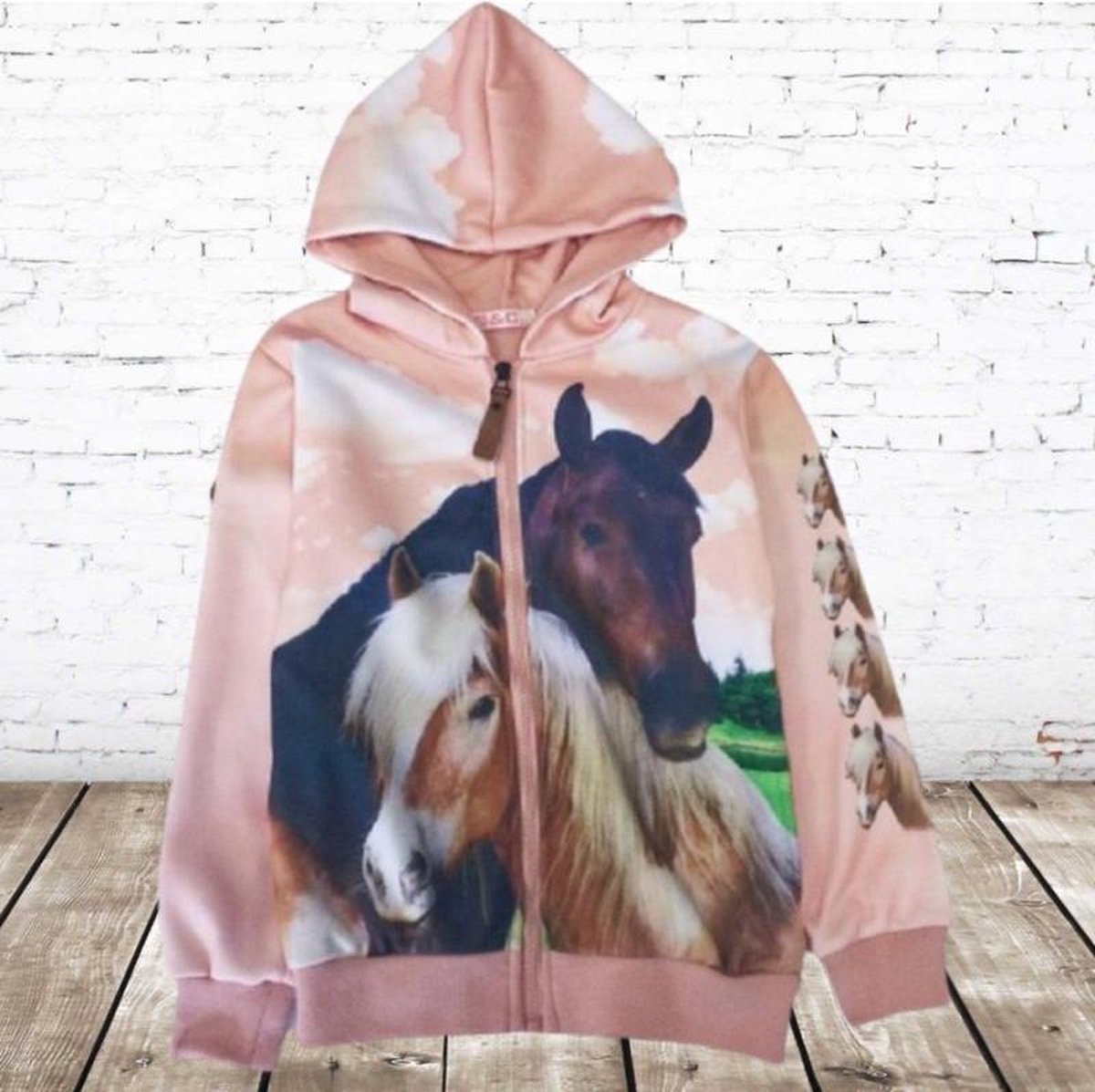 S&C Vest met paarden print roze - 110/116