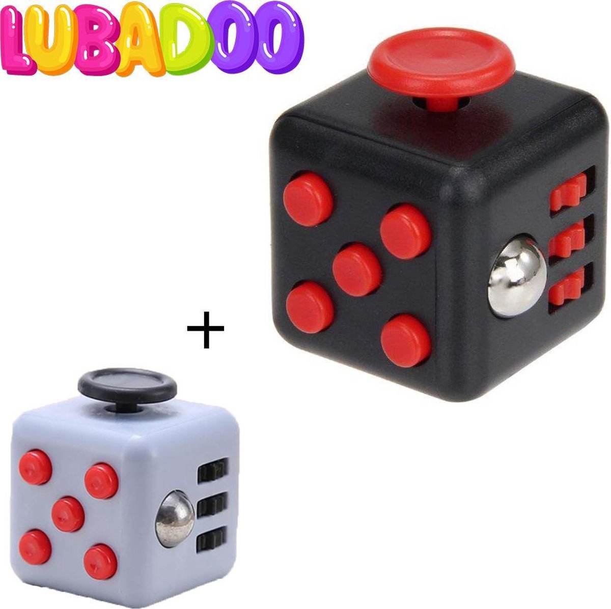 Lubadoo® Friemelkubus 1+1 - Infinity Cube Fidget Toy - Figet Toys - Fidet Toys - Fidget Pen - Fidget Cube - Rood/Zwart - Rood/Grijs
