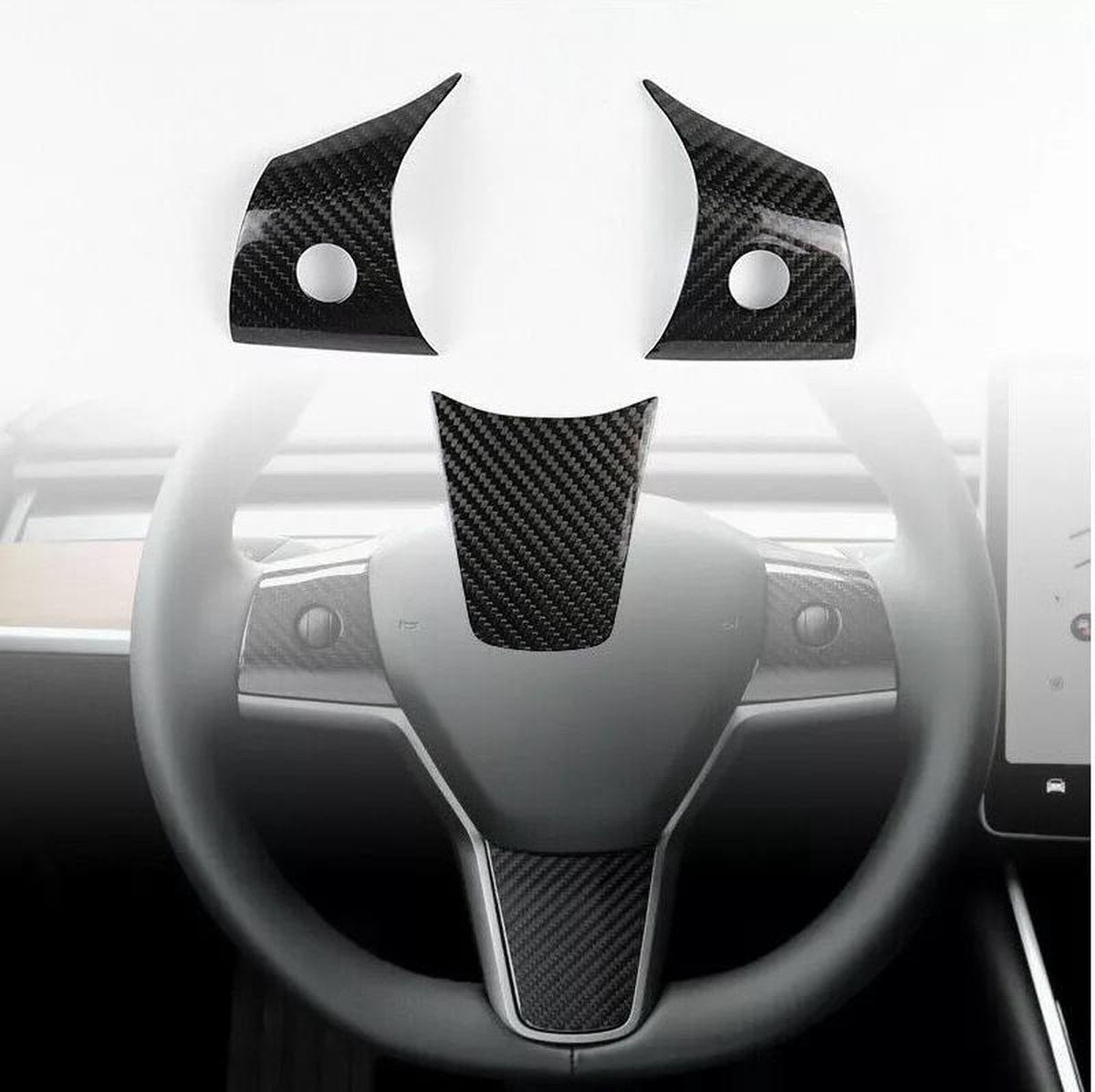 Tesla Model 3 Stuurinleg Stuur Cover Carbon Stuurhoes Auto Accessoires 3-delig Interieur Styling
