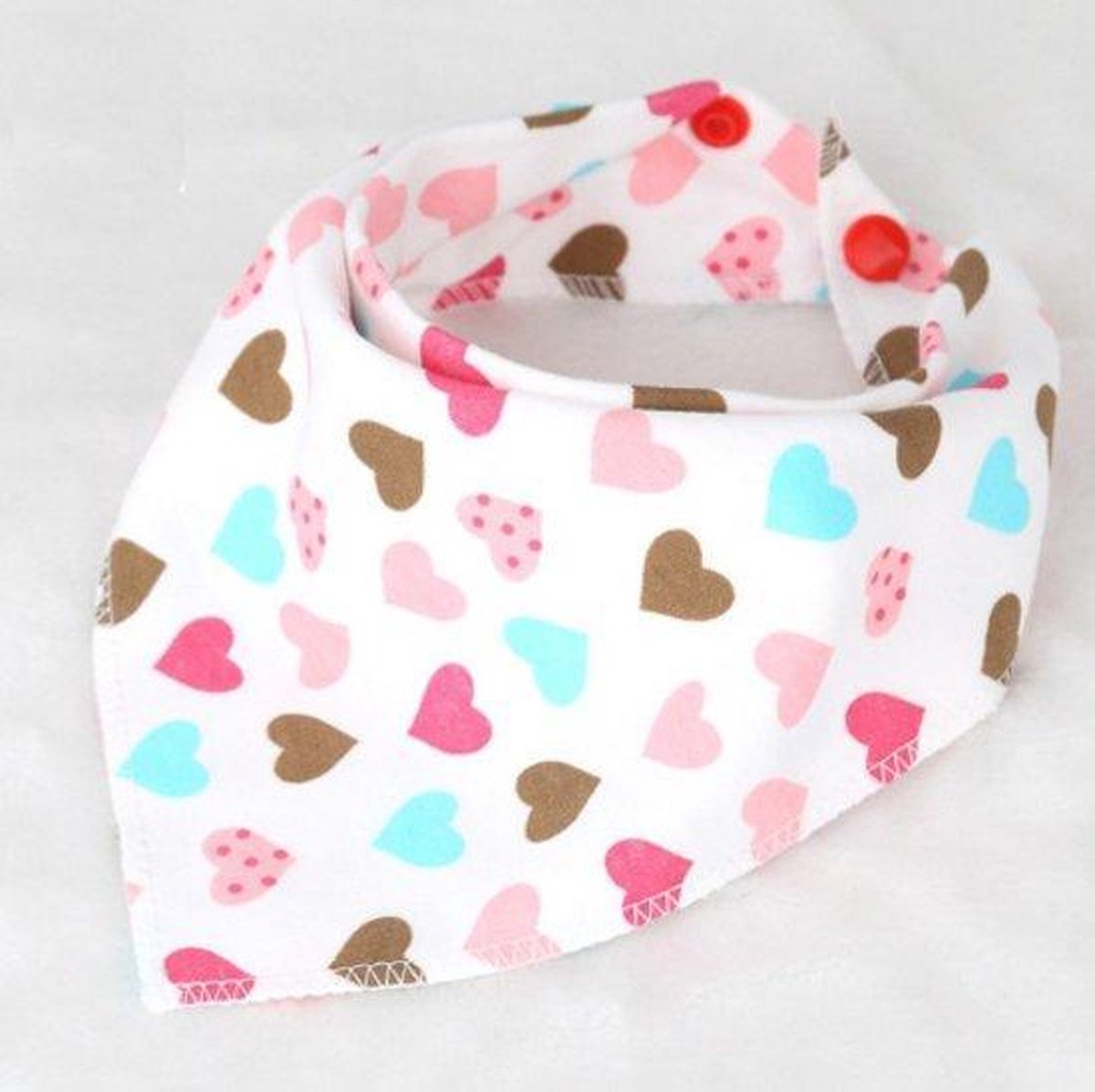 JillyBee - Slab - Slabbertje - Slabber - Bandana - Wit - Multicolor - Hartjes